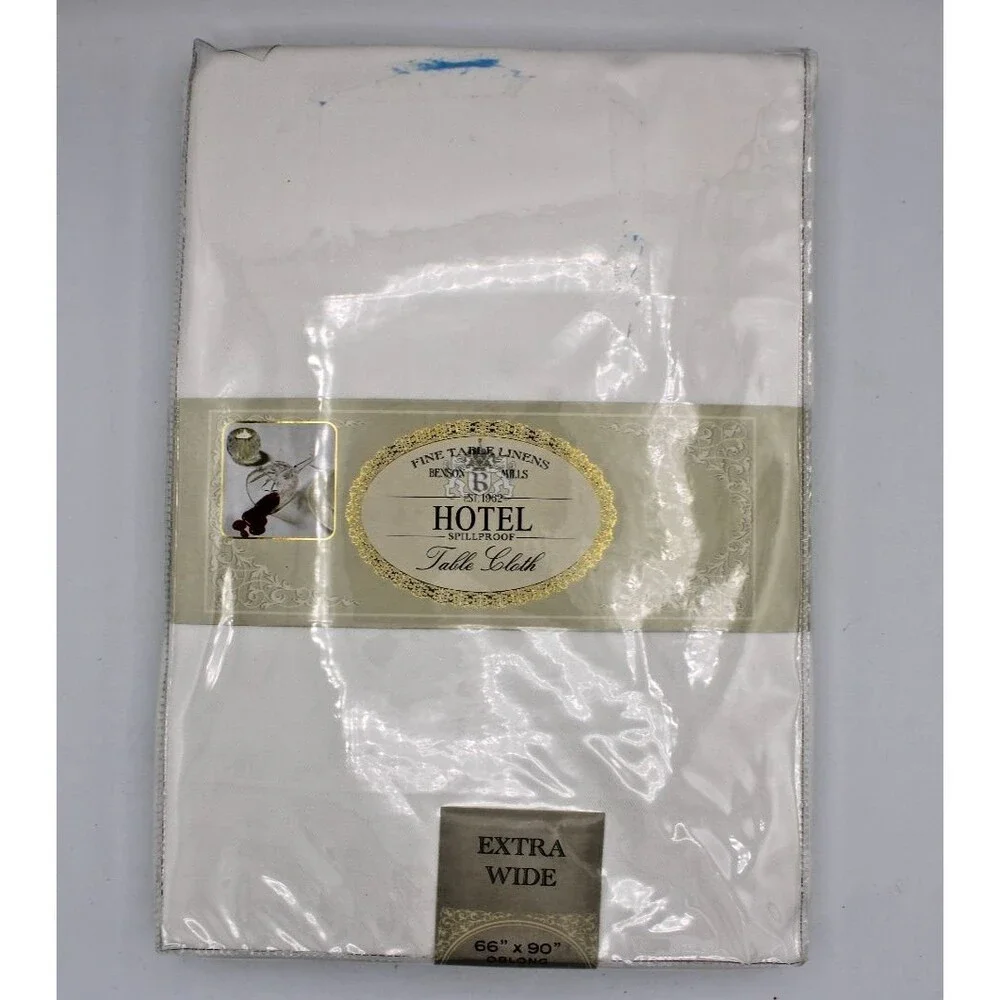 Benson Mills Hotel Spill proof Tablecloth White Extra Wide 66 in x 90 in White